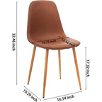 Washable PU Cushion Seat and Metal Legs Side Chair,Set of 4, Brown