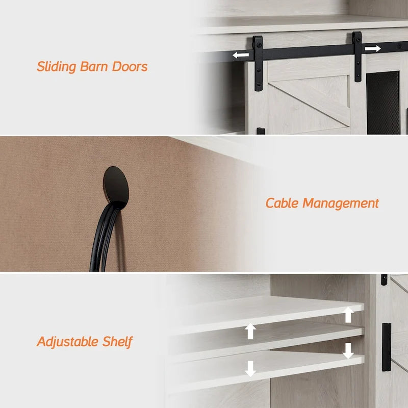 Farmhouse Barn Door TV Stand, Living Room Entertainment Center