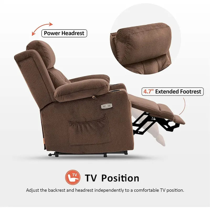 MCombo Lay Flat Lift Recliner with Power Headrest for Small Elderly People, Infinite Position Lift Chair, Fabric 7660