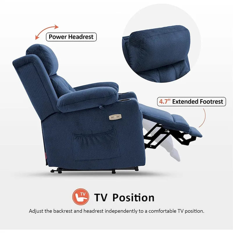 MCombo Lay Flat Lift Recliner with Power Headrest for Small Elderly People, Infinite Position Lift Chair, Fabric 7660