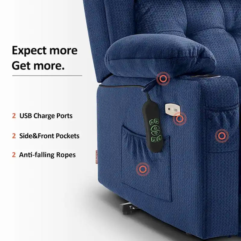 MCombo Lay Flat Lift Recliner with Power Headrest for Small Elderly People, Infinite Position Lift Chair, Fabric 7660