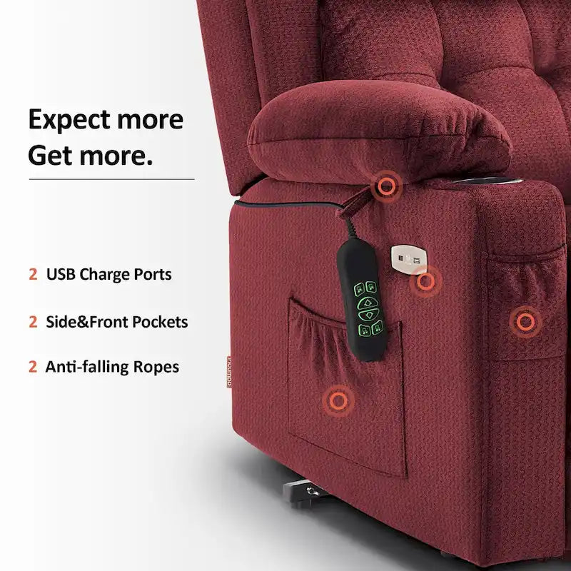 MCombo Lay Flat Lift Recliner with Power Headrest for Small Elderly People, Infinite Position Lift Chair, Fabric 7660