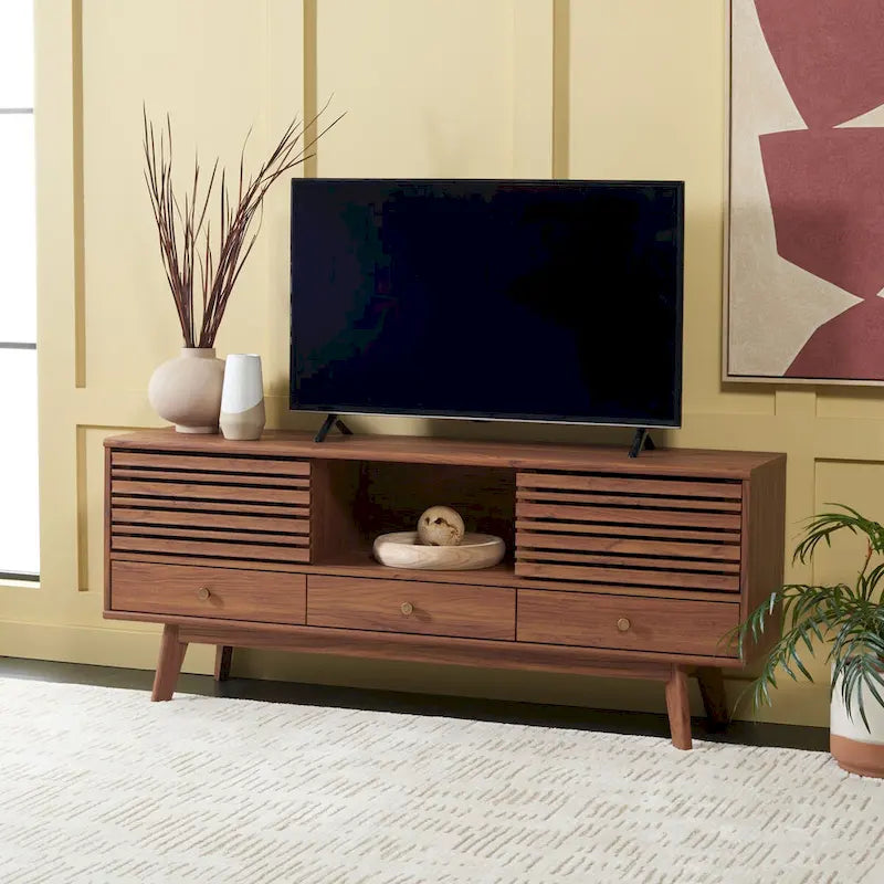 SAFAVIEH Ciera 3-Drawer Entertainment TV Media Stand (65  Flatscreen TV) - 58.7 In. x 15.2 In. x 23.9 In. - 59Wx15Dx24H