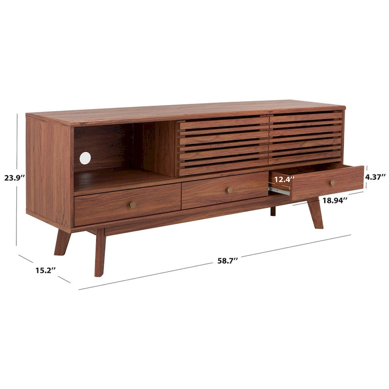 SAFAVIEH Ciera 3-Drawer Entertainment TV Media Stand (65  Flatscreen TV) - 58.7 In. x 15.2 In. x 23.9 In. - 59Wx15Dx24H