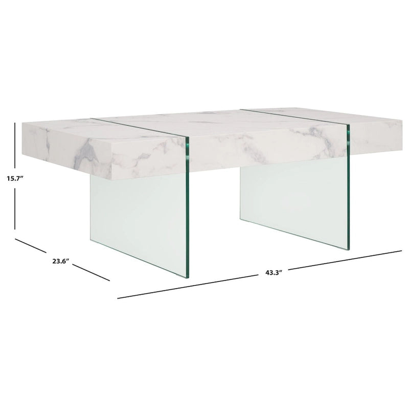 SAFAVIEH Pluma Glass Leg Rectangular Coffee Table - 43.3  W x 23.6  L x 15.7  H - 43Wx24Dx16H