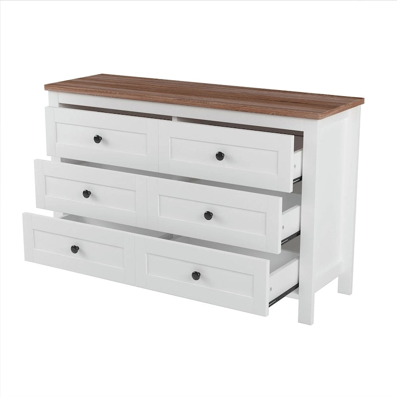 Farmhouse Style Wooden Dresser with 6 Drawer