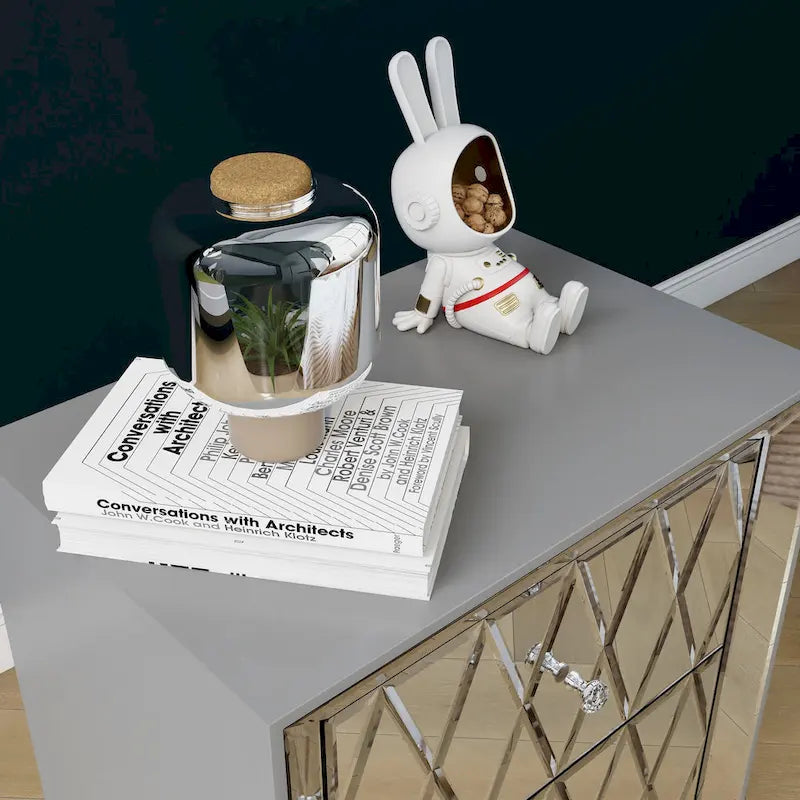 2-Drawer Mirrored Nightstand End Table