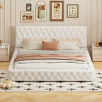 Queen Size Upholstered Bed with Tufted Headboard