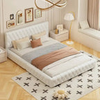 Queen Size Upholstered Bed with Tufted Headboard