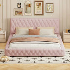 Queen Size Upholstered Bed with Tufted Headboard