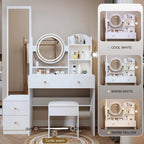 Makeup Vanity Desk with Mirror and Lights, Dressing Table for Bedroom