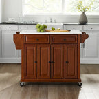 Crosley Full Size Granite Top Kitchen Cart in Cherry - 51.5  W x 18  D x 36.5  H