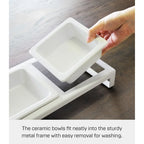 Yamazaki Home Pet Food Bowls - Two Styles, Steel and Ceramic, Short, 1.25 cups, 300 milliliters per bowl