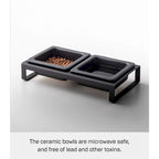 Yamazaki Home Pet Food Bowls - Two Styles, Steel and Ceramic, Short, 1.25 cups, 300 milliliters per bowl