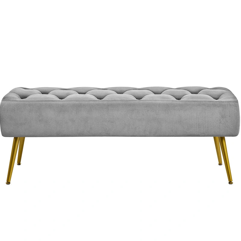 Yaheetech Upholstered Footstool Velvet Ottoman Button-Tufted Table Bench - 45 16 17