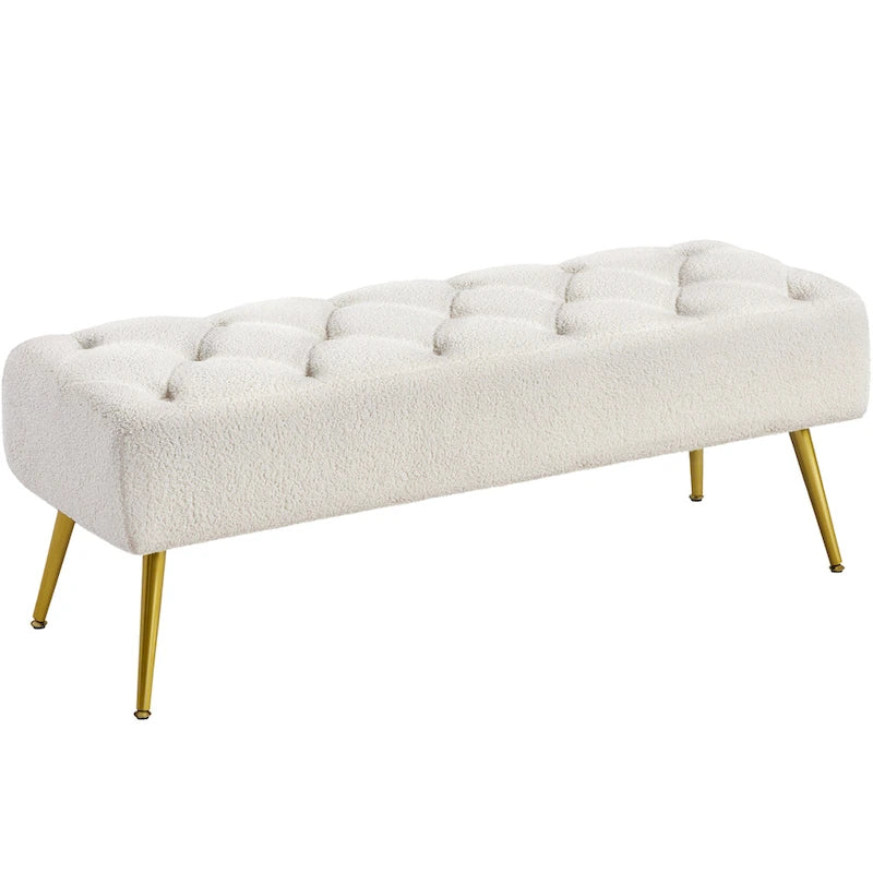 Yaheetech Upholstered Footstool Velvet Ottoman Button-Tufted Table Bench - 45 16 17