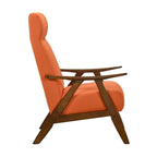 Mary 32 Inch Accent Chair Armchair, Orange Polyester Linen, Solid Wood