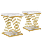 Square End Side Table for Living Room Set of 2