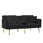 Velvet Futon Sofa Bed with Gold Metal Legs for Living Room, Entryway, Hallway, Office