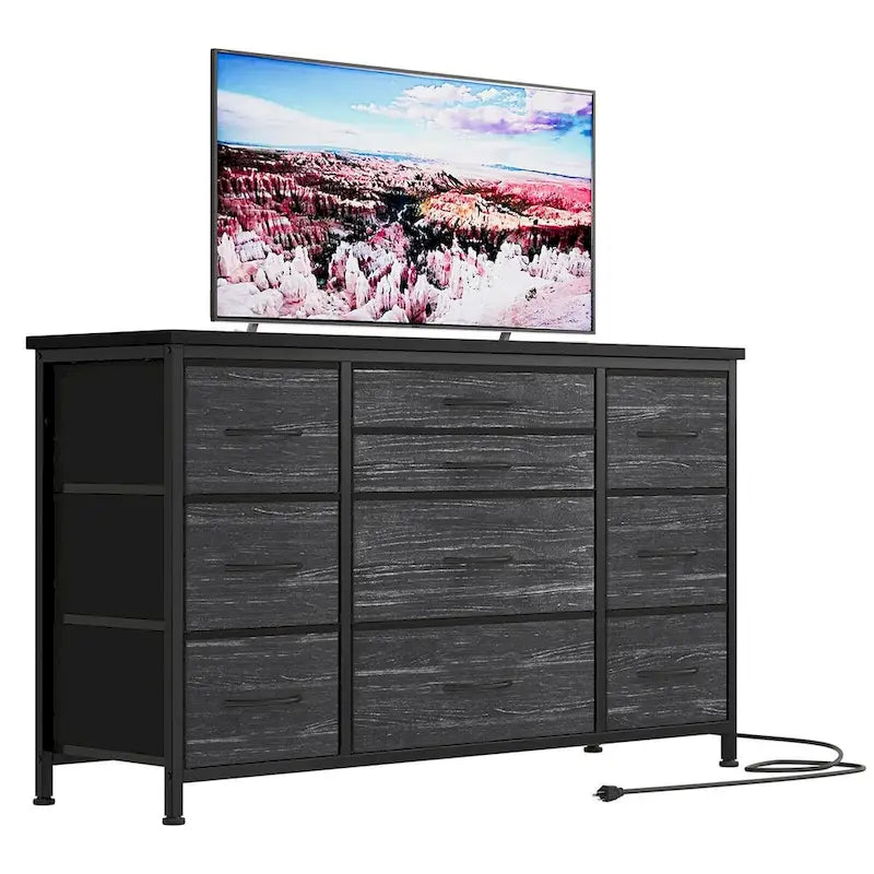 Bedroom Dresser with 10 Large Drawers for 55  Long TV Stand - 55 inches