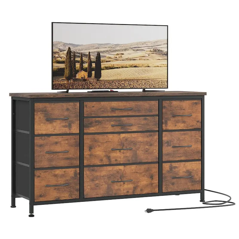 Bedroom Dresser with 10 Large Drawers for 55  Long TV Stand - 55 inches