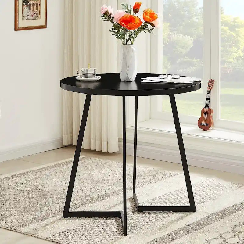 Javlergo 31.5  Round Dining Table Modern Leisure Table with Metal Leg