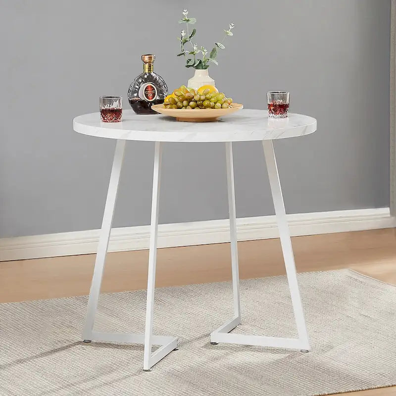 Javlergo 31.5  Round Dining Table Modern Leisure Table with Metal Leg