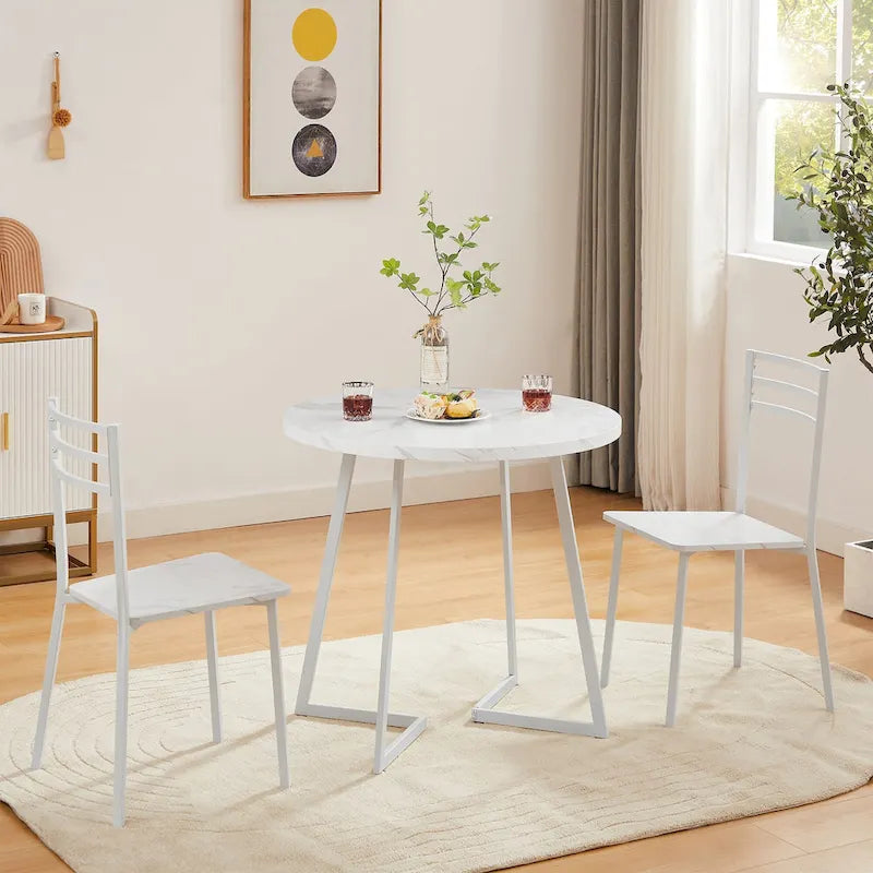 Javlergo 31.5  Round Dining Table Modern Leisure Table with Metal Leg