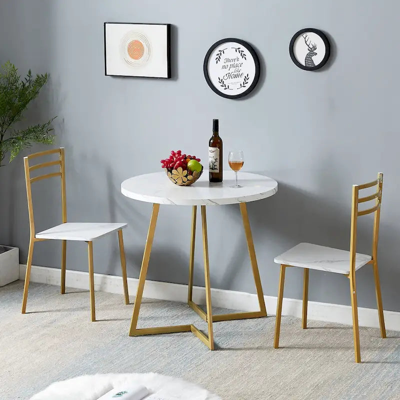 Javlergo 31.5  Round Dining Table Modern Leisure Table with Metal Leg