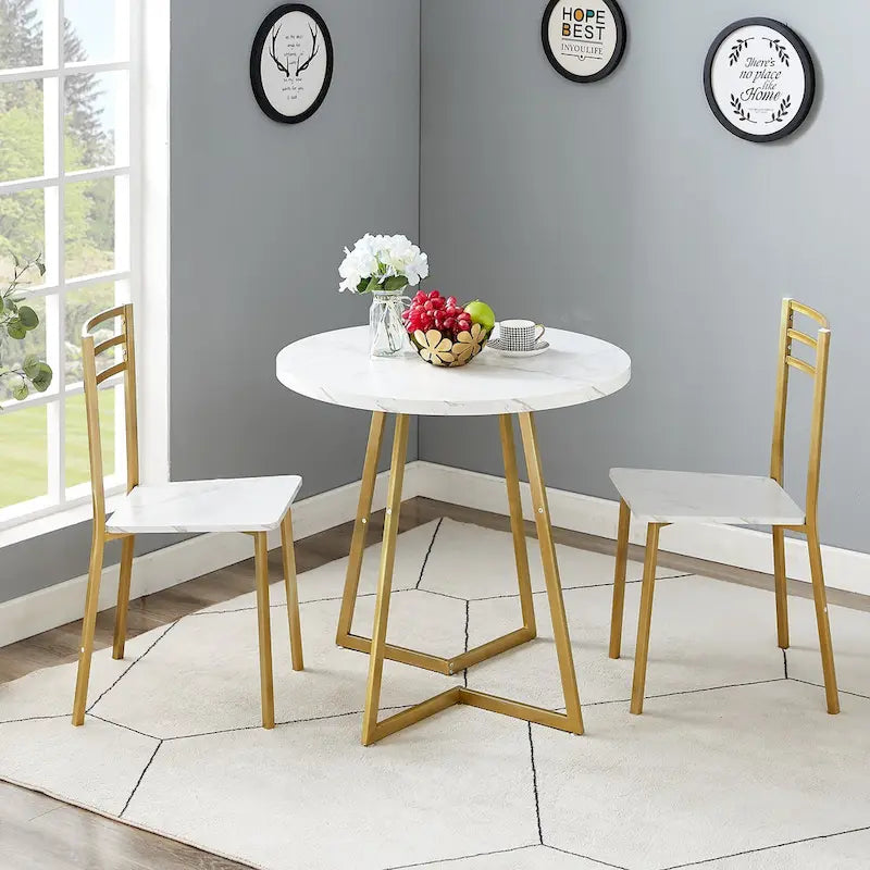 Javlergo 31.5  Round Dining Table Modern Leisure Table with Metal Leg