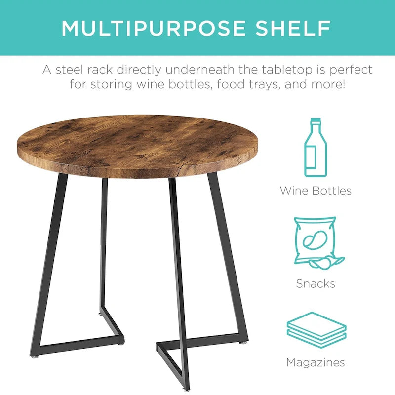 Javlergo 31.5  Round Dining Table Modern Leisure Table with Metal Leg