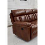 Betsy Furniture Bonded Leather Manual Rclining 3-seat Sofa Couch in Orange 8062