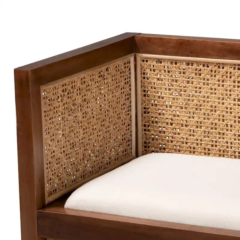 Lovina Bohemian Light Honey Rattan and Acacia Wood Accent Bench
