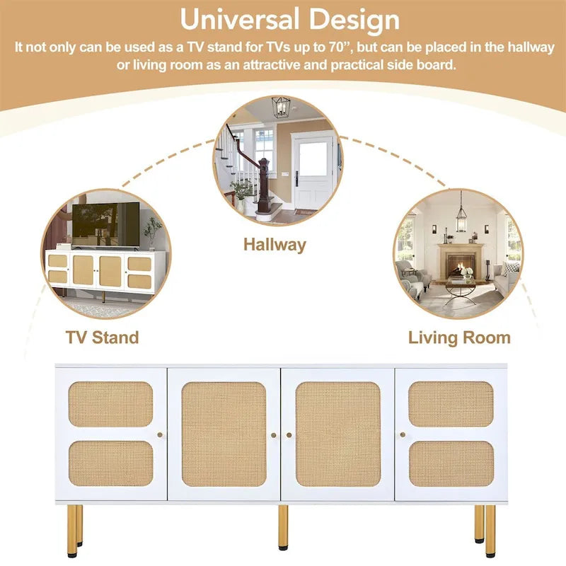 Merax Woven Media Console Table for TVs Up to 70