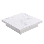 Square Marble Veneer Coffee Table Sliding Top with Storage by Harper&Bright Designs