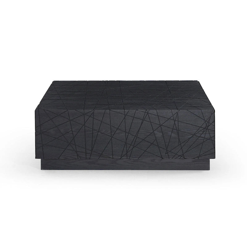 Modrest Kenda Modern Black Oak Square Coffee Table With Storage