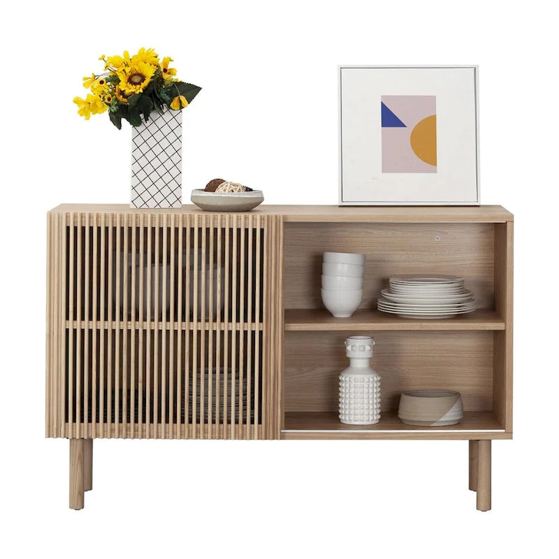 48.in Wood Oak Buffet Sideboard Accent Storage Cabinet