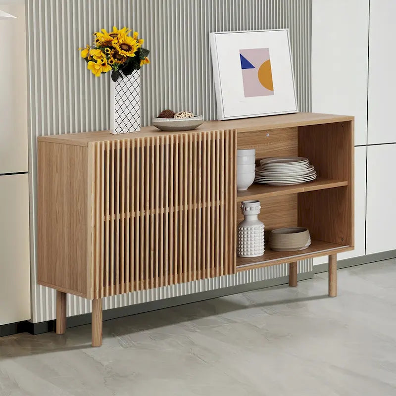 48.in Wood Oak Buffet Sideboard Accent Storage Cabinet