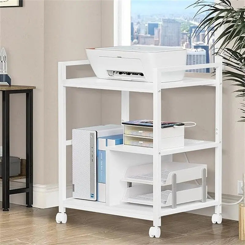Printer Stand with Charging Station and USB Ports Large 3-Tier - 24 D x 18.62 W x 30.86 H