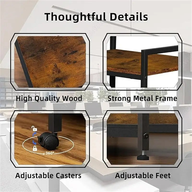 Printer Stand with Charging Station and USB Ports Large 3-Tier - 24 D x 18.62 W x 30.86 H