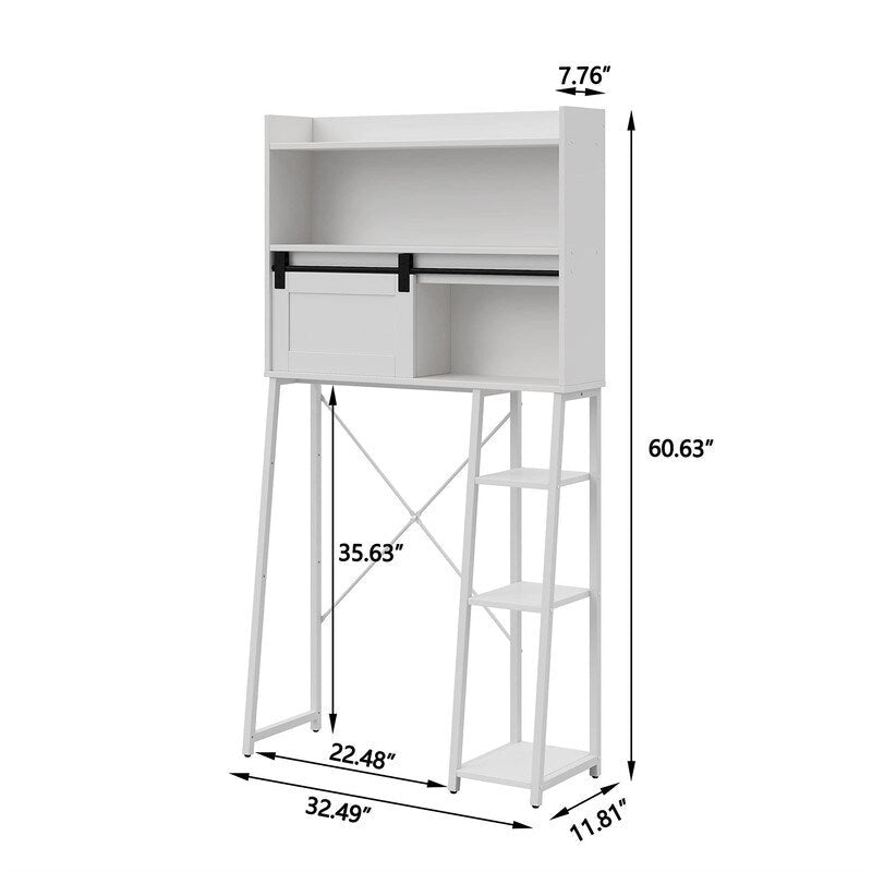 Over The Toilet Storage Cabinet with Toilet Paper Holder Stand - 11.81 D x 32.49 W x 60.63 H