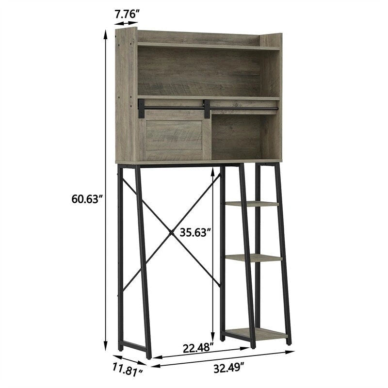 Over The Toilet Storage Cabinet with Toilet Paper Holder Stand - 11.81 D x 32.49 W x 60.63 H