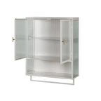 Roomfitters Modern 23.62  Glass Door Wall Cabinet with Two-Tier Enclosed Storage, Open Shelf, and Towel Rack for Entryway