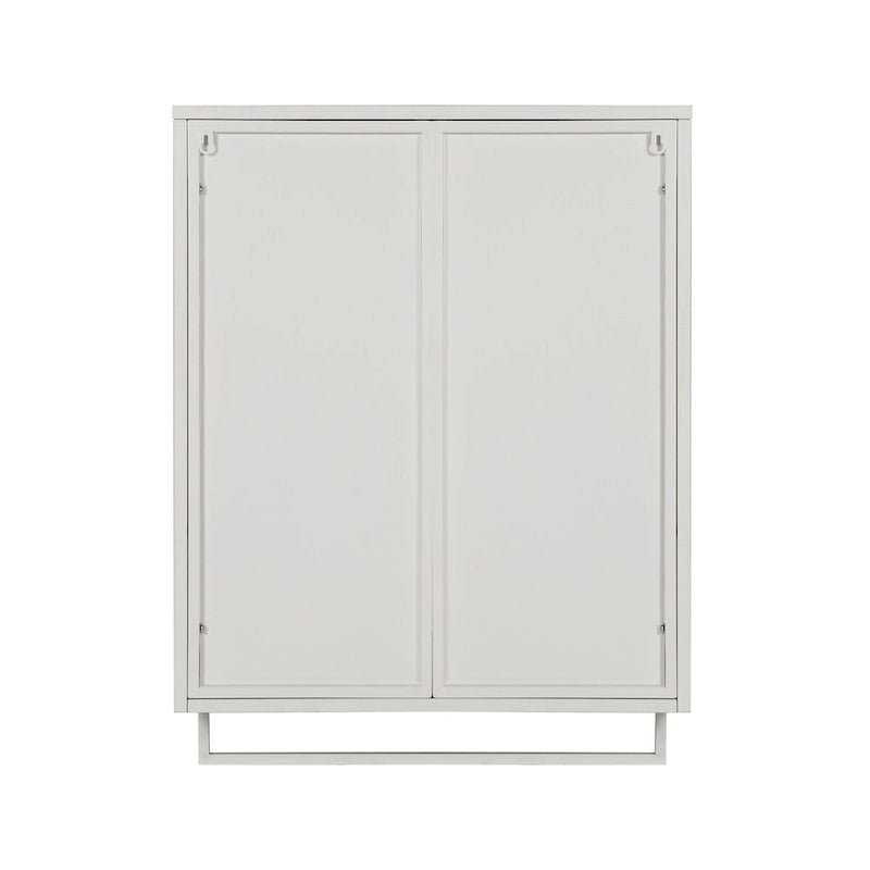 Roomfitters Modern 23.62  Glass Door Wall Cabinet with Two-Tier Enclosed Storage, Open Shelf, and Towel Rack for Entryway