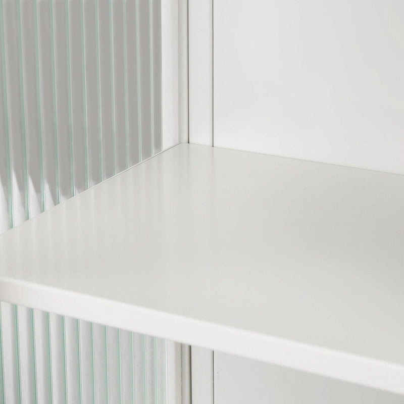 Roomfitters Modern 23.62  Glass Door Wall Cabinet with Two-Tier Enclosed Storage, Open Shelf, and Towel Rack for Entryway