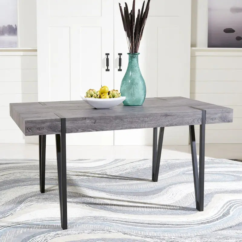 SAFAVIEH Asal Mid-Century Industrial Rustic Dining Room Table - 59.1  W x 35.4  L x 29.5  H - 59Wx35Dx30H