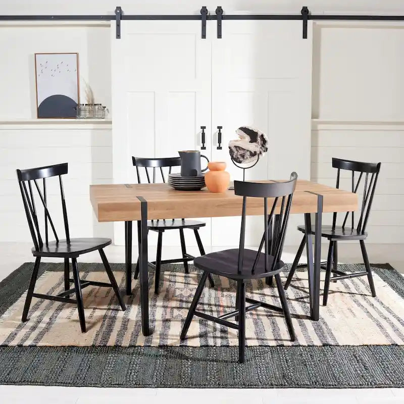 SAFAVIEH Asal Mid-Century Industrial Rustic Dining Room Table - 59.1  W x 35.4  L x 29.5  H - 59Wx35Dx30H